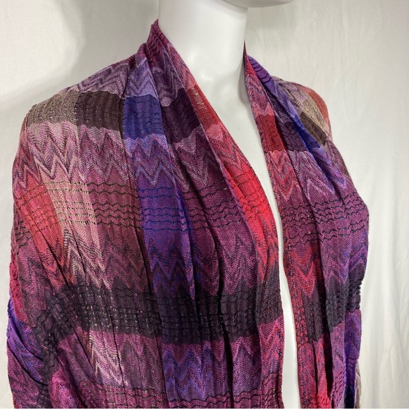 Purple Tones Plaid Tassel Long Scarf Wrap - Picture 5 of 5